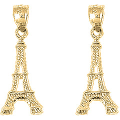 14K or 18K Gold 26mm 3D Eiffel Tower Earrings