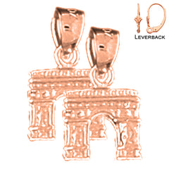 14K or 18K Gold 3D Arc De Triumph Earrings