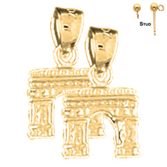 14K or 18K Gold 3D Arc De Triumph Earrings