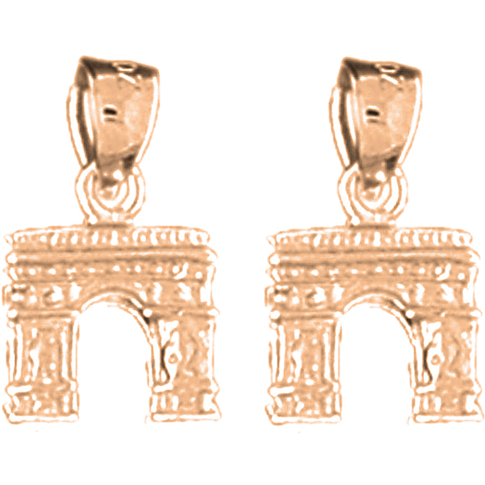 14K or 18K Gold 15mm 3D Arc De Triumph Earrings