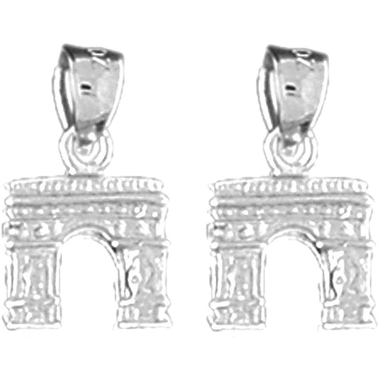 Sterling Silver 15mm 3D Arc De Triumph Earrings