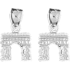 Sterling Silver 15mm 3D Arc De Triumph Earrings
