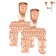 14K or 18K Gold 3D Arc De Triumph Earrings