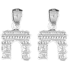 Sterling Silver 26mm 3D Arc De Triumph Earrings