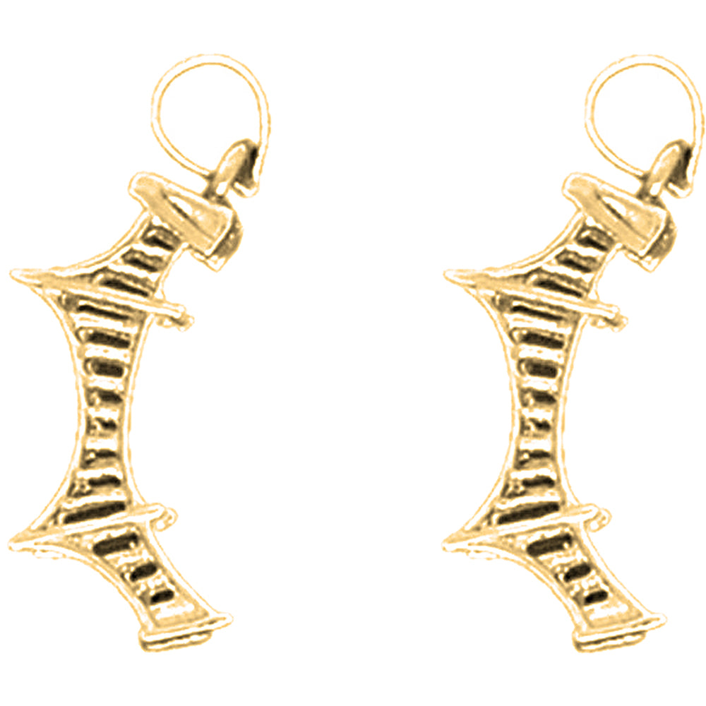 Yellow Gold-plated Silver 23mm London Bridge Earrings