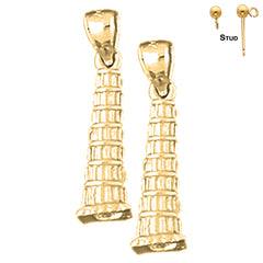 14K or 18K Gold 3D Leaning Tower Of Pisa Earrings