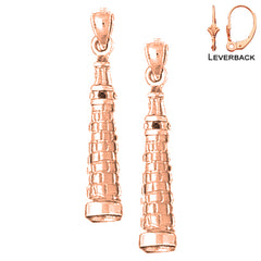 14K or 18K Gold 3D Leaning Tower Of Pisa Earrings
