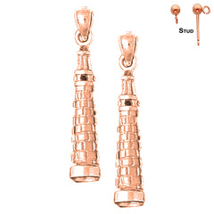 14K or 18K Gold 3D Leaning Tower Of Pisa Earrings