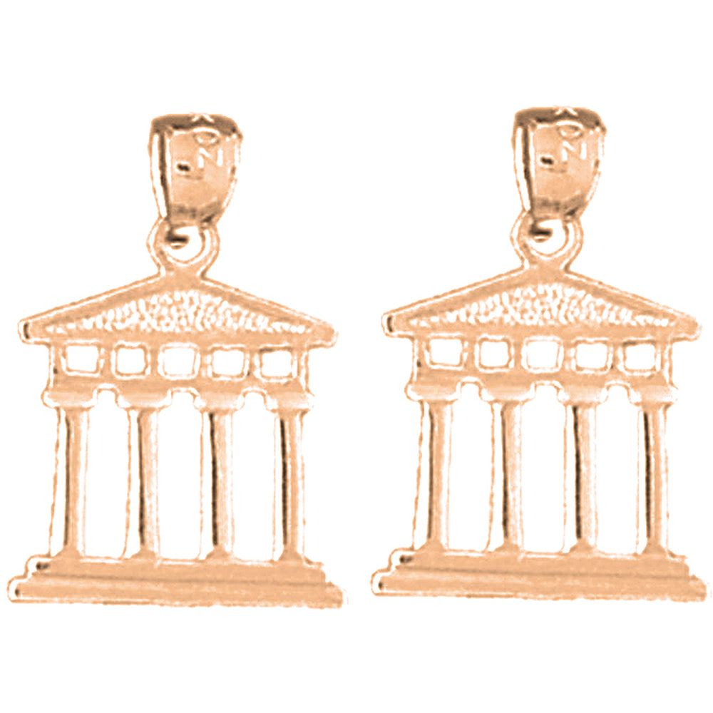 14K or 18K Gold 20mm Greek Acropolis Earrings