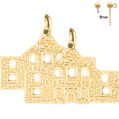 Sterling Silver 16mm Alamo Earrings (White or Yellow Gold Plated)