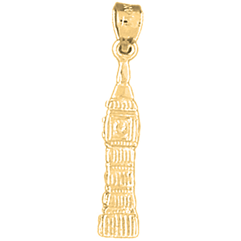 10K, 14K or 18K Gold 3D Big Ben Pendant
