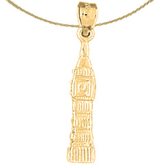 10K, 14K or 18K Gold 3D Big Ben Pendant