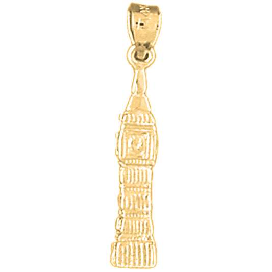 10K, 14K or 18K Gold 3D Big Ben Pendant