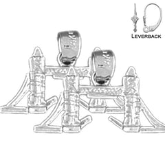 14K or 18K Gold 3D London Tower Bridge Earrings