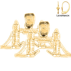 14K or 18K Gold 3D London Tower Bridge Earrings