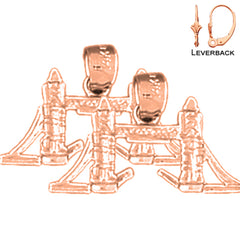 14K or 18K Gold 3D London Tower Bridge Earrings