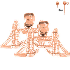 14K or 18K Gold 3D London Tower Bridge Earrings