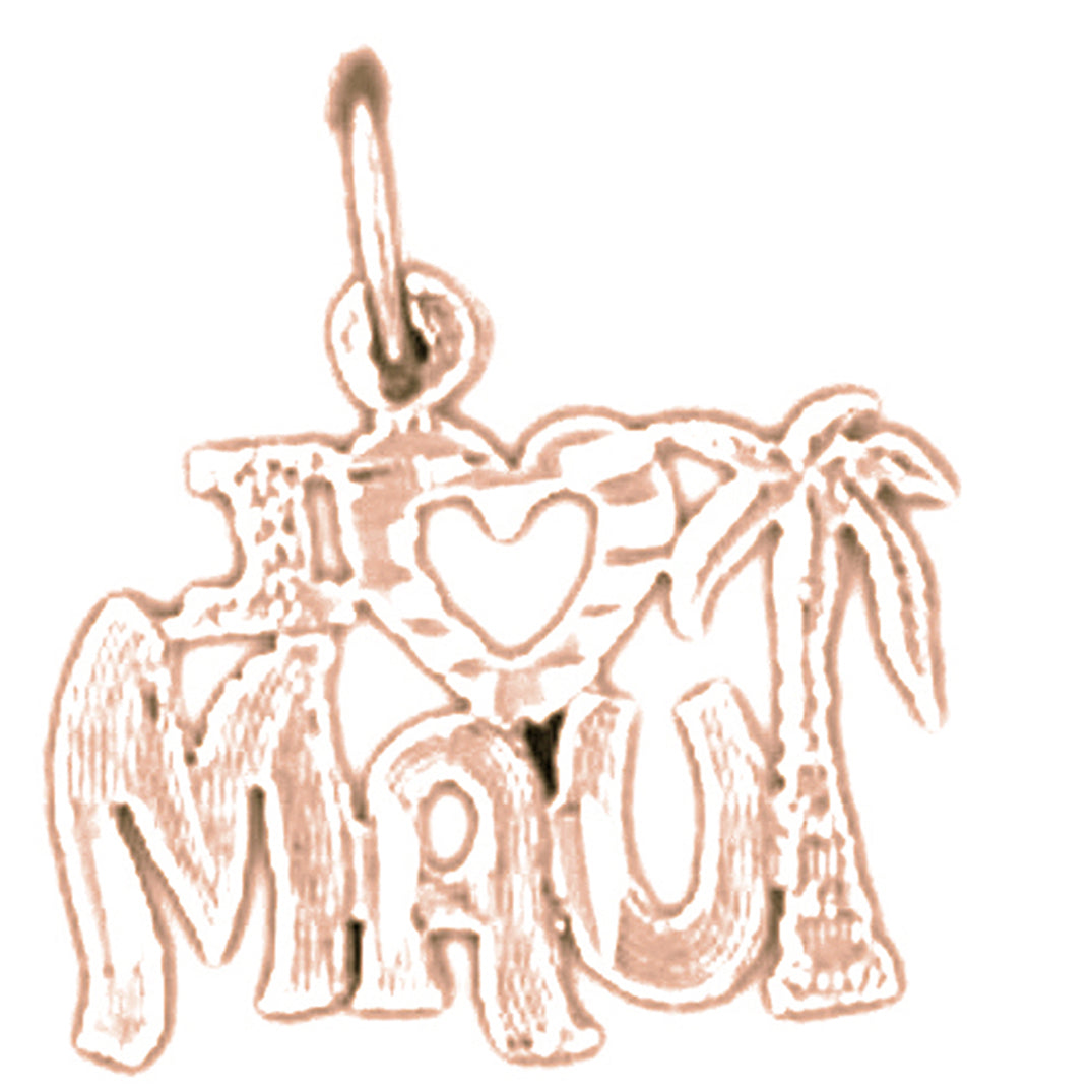 14K or 18K Gold I Love Maui Pendant