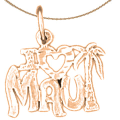 Anhänger „I Love Maui“ aus 14-karätigem oder 18-karätigem Gold