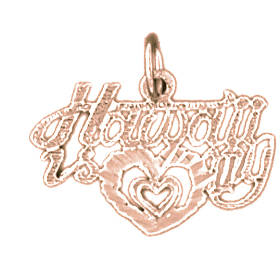 14K or 18K Gold Hawaii My Love Pendant