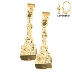 14K or 18K Gold 3D Buddhist Shrine Earrings
