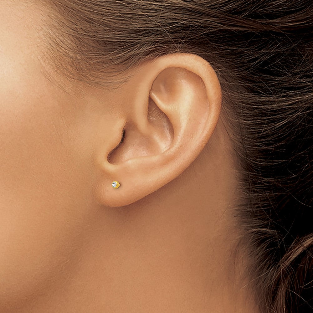 Inverness 14K Yellow Gold 3mm Bezel Crystal Post Earrings