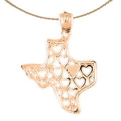 14K oder 18K Gold Texas State Anhänger mit Herzen