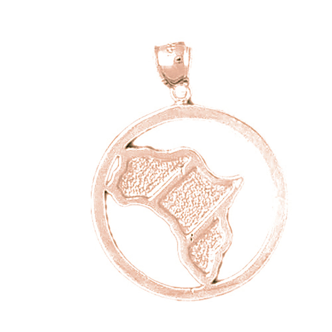 10K, 14K or 18K Gold Africa Pendant