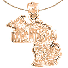 Colgante Michigan de oro de 10K, 14K o 18K