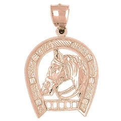10K, 14K or 18K Gold Horseshoe With Horse Pendant