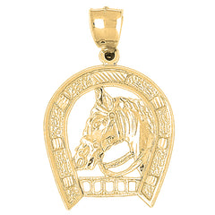 10K, 14K or 18K Gold Horseshoe With Horse Pendant