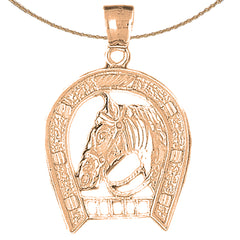 10K, 14K or 18K Gold Horseshoe With Horse Pendant