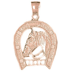 10K, 14K or 18K Gold Horseshoe With Horse Pendant