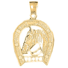 10K, 14K or 18K Gold Horseshoe With Horse Pendant