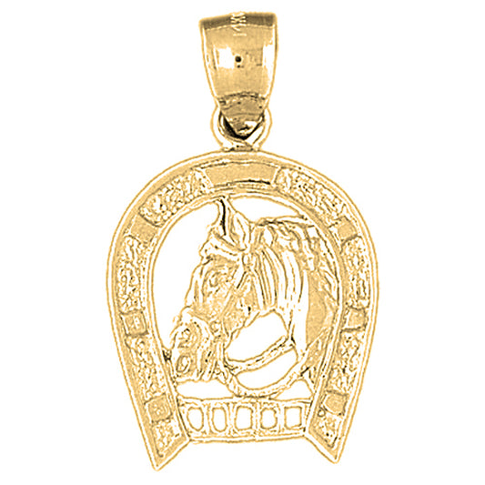 10K, 14K or 18K Gold Horseshoe With Horse Pendant