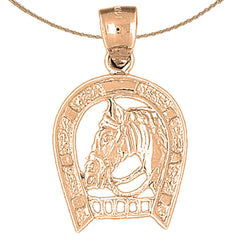 10K, 14K or 18K Gold Horseshoe With Horse Pendant