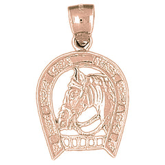 10K, 14K or 18K Gold Horseshoe With Horse Pendant