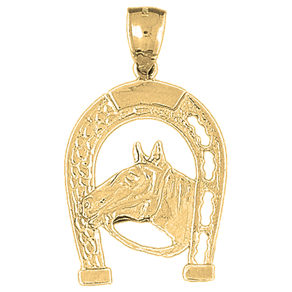 10K, 14K or 18K Gold Horseshoe With Horse Pendant
