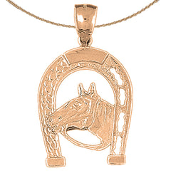 10K, 14K or 18K Gold Horseshoe With Horse Pendant