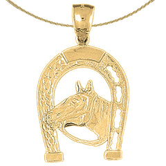 10K, 14K or 18K Gold Horseshoe With Horse Pendant