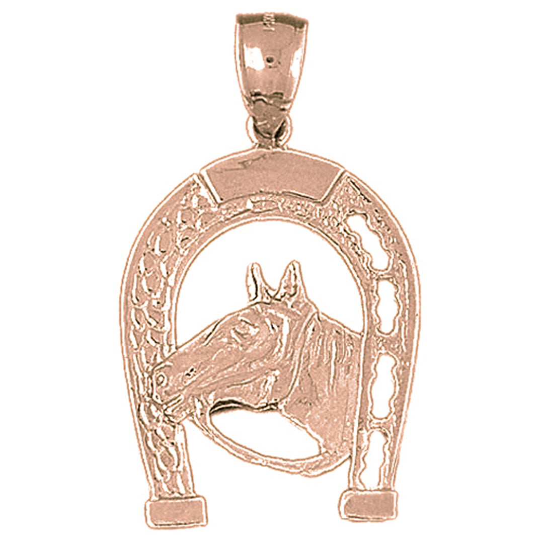 10K, 14K or 18K Gold Horseshoe With Horse Pendant
