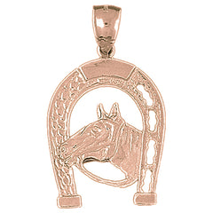 10K, 14K or 18K Gold Horseshoe With Horse Pendant