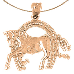 10K, 14K or 18K Gold Horseshoe With Horse Pendant