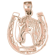 10K, 14K or 18K Gold Horseshoe With Horse Pendant