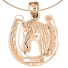 Colgante de herradura con caballo en oro de 10 quilates, 14 quilates o 18 quilates