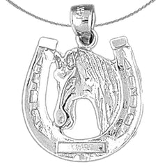 Colgante de herradura con caballo en oro de 10 quilates, 14 quilates o 18 quilates
