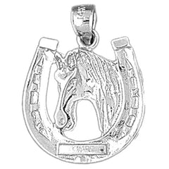 10K, 14K or 18K Gold Horseshoe With Horse Pendant
