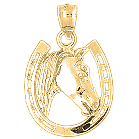 10K, 14K or 18K Gold Horseshoe With Horse Pendant