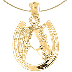 10K, 14K or 18K Gold Horseshoe With Horse Pendant
