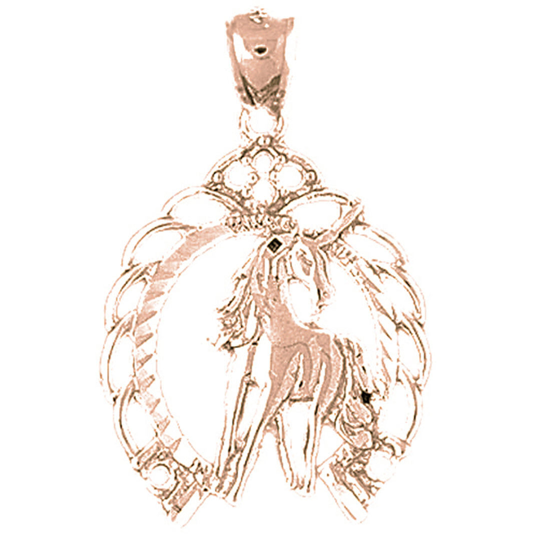 10K, 14K or 18K Gold Horseshoe With Horse Pendant